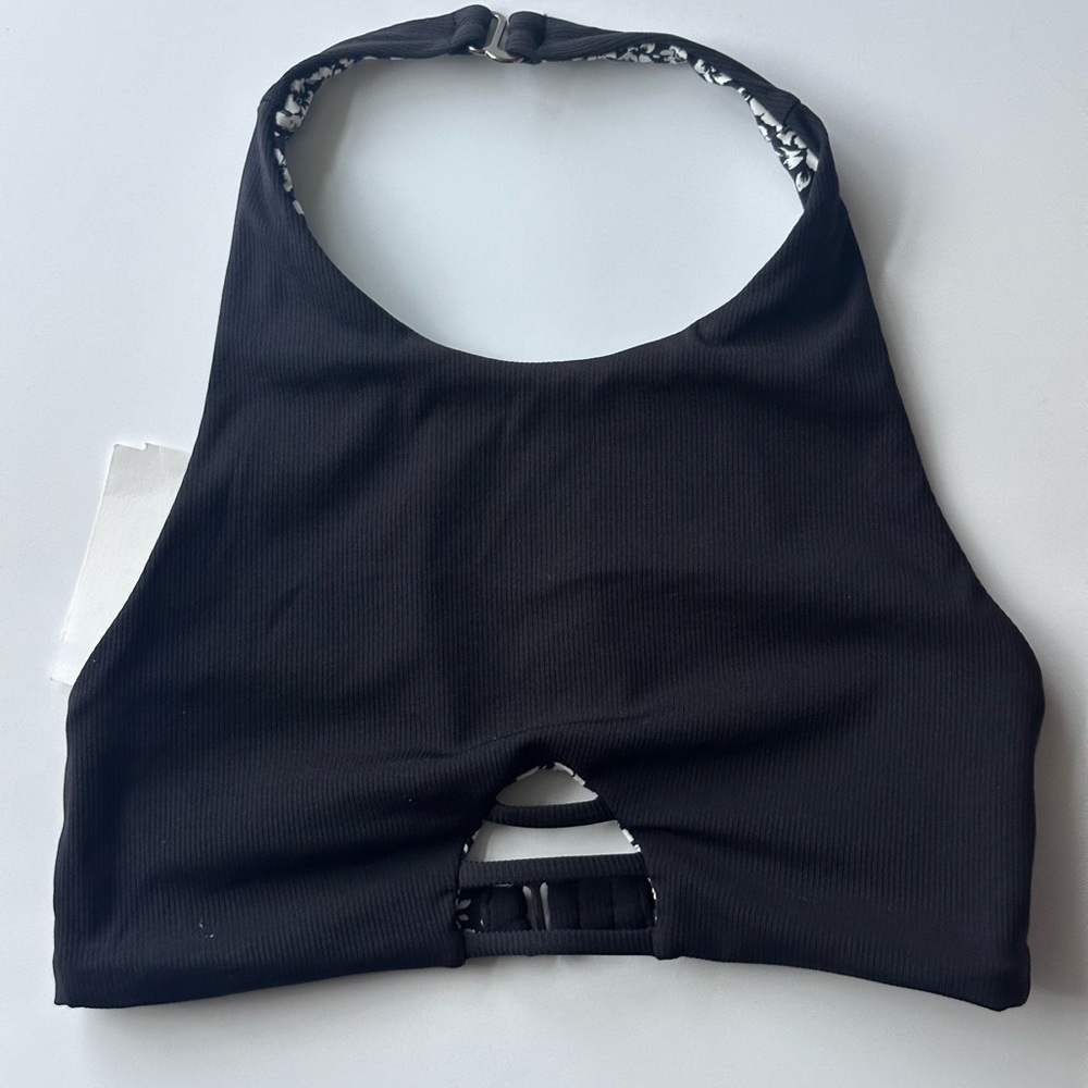 Maaji Black/Floral Halter Bikini Top SizeM $88